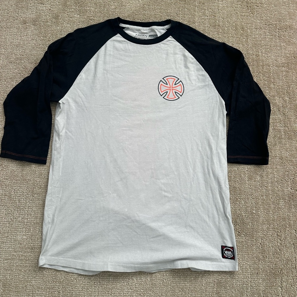 Vans Black and White Long Sleeve Raglan Tee